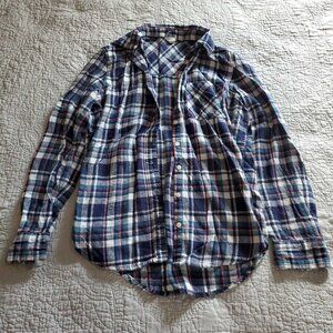 Cute Blue and Pink Plaid Button Up